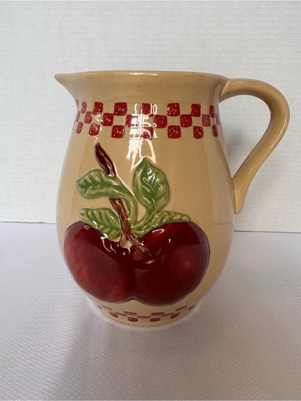 Cracker Barrel Red Apple Ceramic Pitcher Country Kitchen